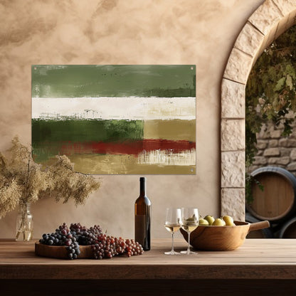 Abstract landschap schilderij met groene tinten tuinposter