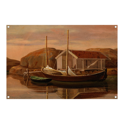 Kade en botenloods - Wilhelm von Wright tuinposter