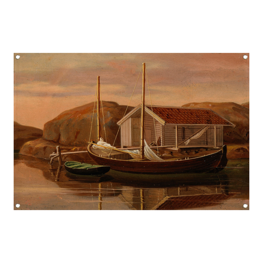 Kade en botenloods - Wilhelm von Wright tuinposter