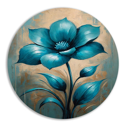 Turquoise Bloem op Beige Achtergrond forex muurcirkel