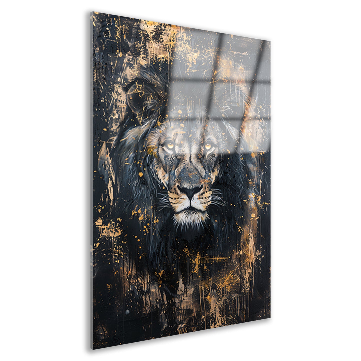 Mysterieus portret van een leeuw in kunst acrylglas