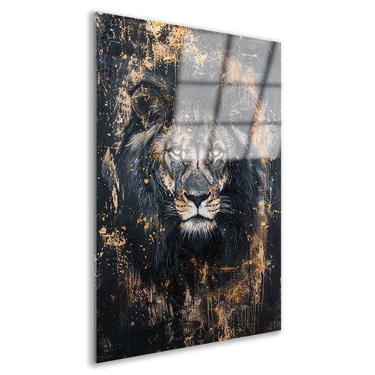 Mysterieus portret van een leeuw in kunst acrylglas