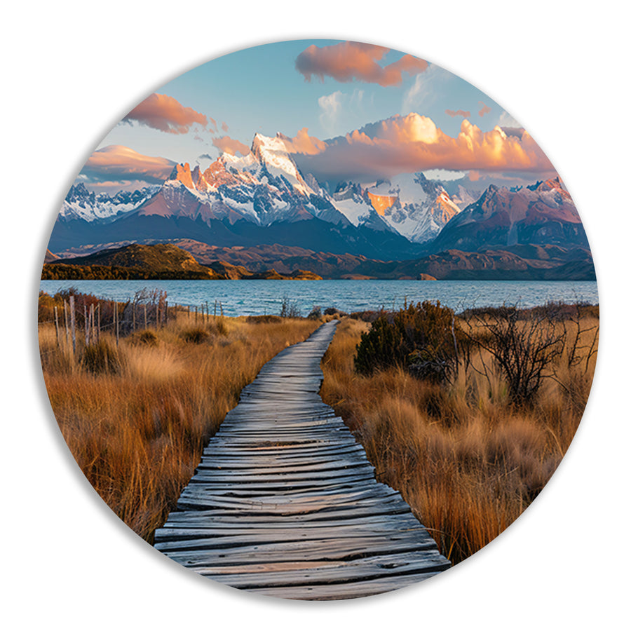 Adembenemend Patagonia landschap met bergen en meer forex muurcirkel