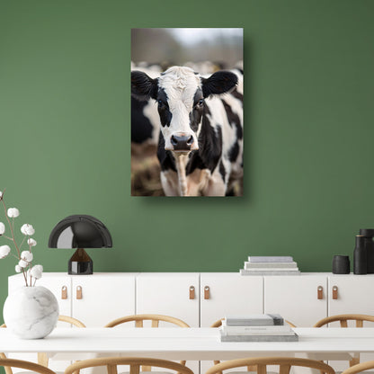 Portret van een nieuwsgierige koe canvas