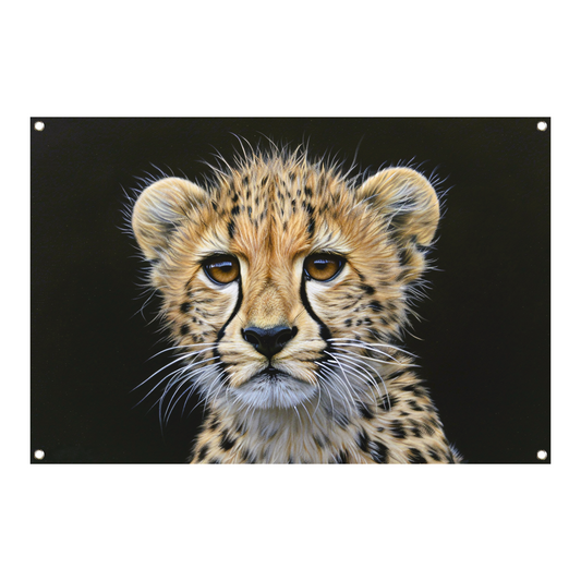 Realistisch schilderij van jonge cheeta tuinposter