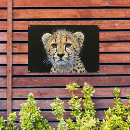 Realistisch schilderij van jonge cheeta tuinposter