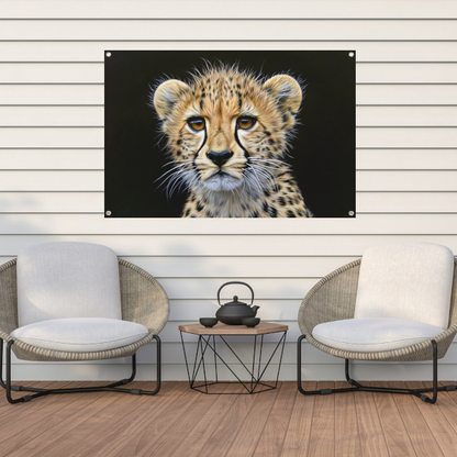 Realistisch schilderij van jonge cheeta tuinposter