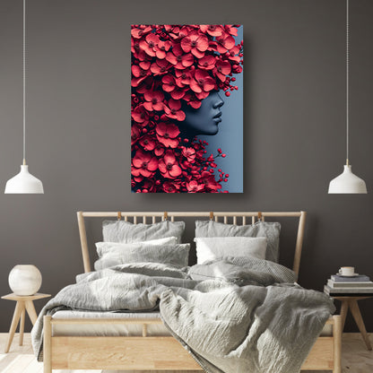 Portret van vrouw met bloemen canvas