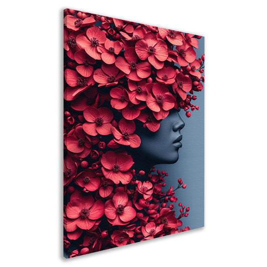 Portret van vrouw met bloemen canvas