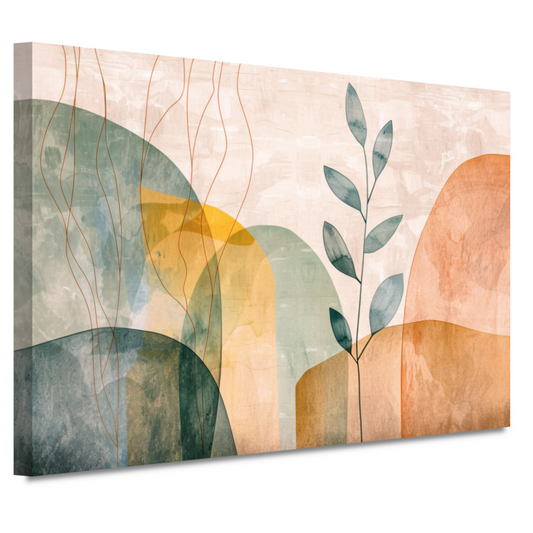 Minimalistische natuur in abstracte aardetinten canvas