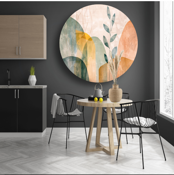 Minimalistische natuur in abstracte aardetinten forex muurcirkel