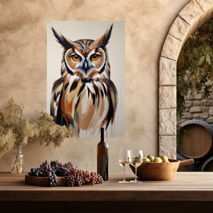 Majestic Owl in Vivid Brushstrokes tuinposter