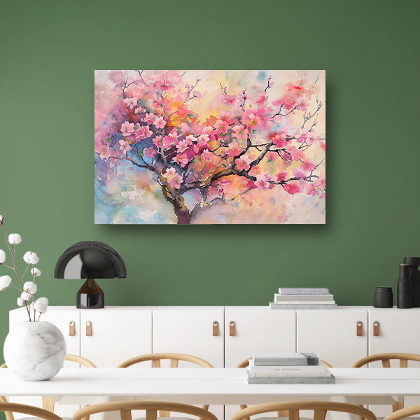 Aquarel van Kersenbloesem in Lente poster