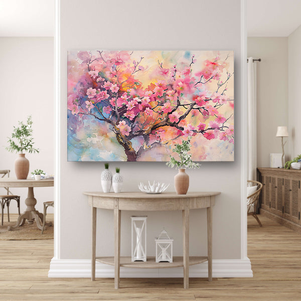 Aquarel van Kersenbloesem in Lente poster