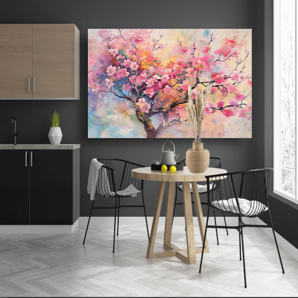 Aquarel van Kersenbloesem in Lente poster
