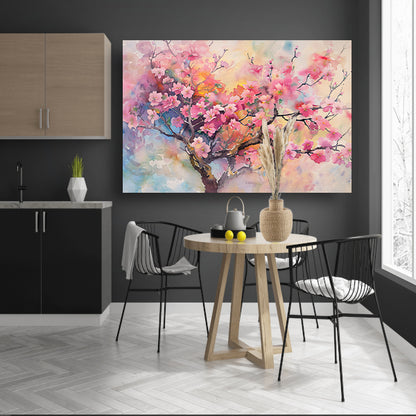 Aquarel van Kersenbloesem in Lente poster