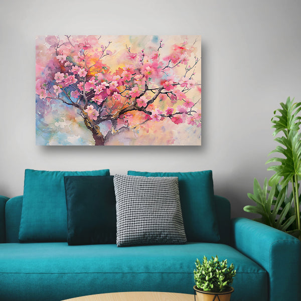 Aquarel van Kersenbloesem in Lente poster