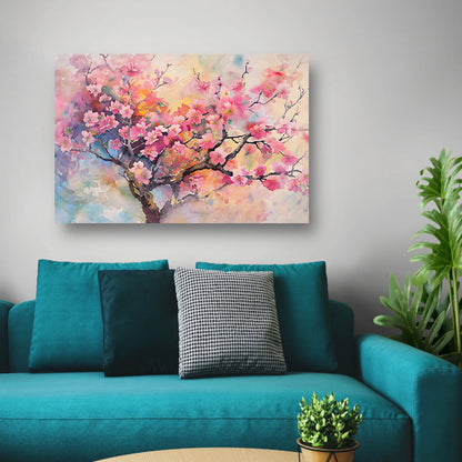 Aquarel van Kersenbloesem in Lente poster