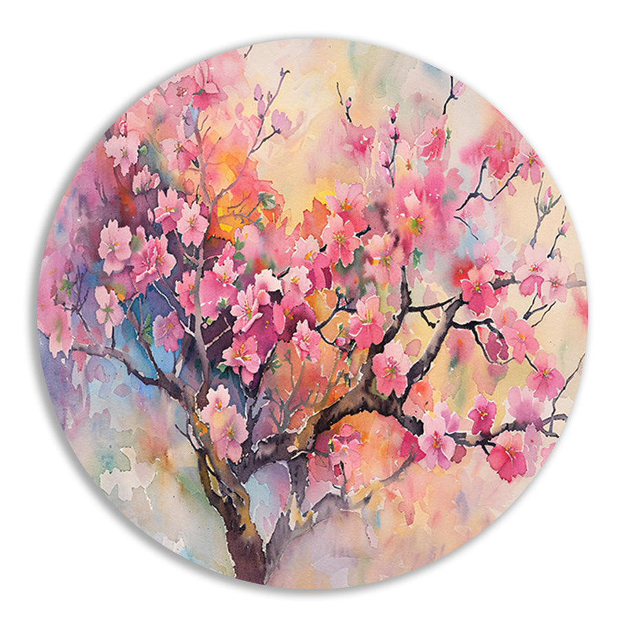 Aquarel van Kersenbloesem in Lente forex muurcirkel