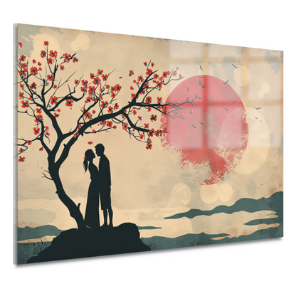 Romantische ontmoeting bij zonsondergang acrylglas