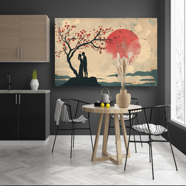 Romantische ontmoeting bij zonsondergang acrylglas