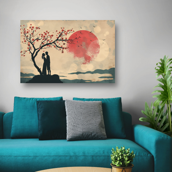 Romantische ontmoeting bij zonsondergang acrylglas