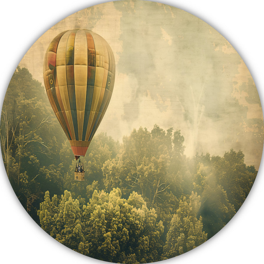 Luchtballon zweeft boven boslandschap forex muurcirkel