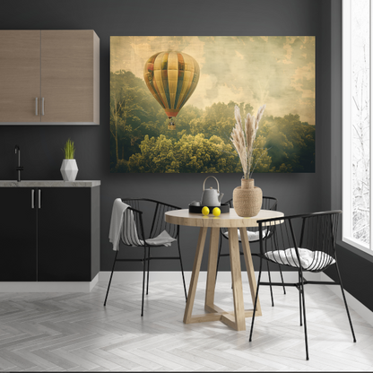 Luchtballon zweeft boven boslandschap canvas