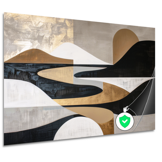 Abstract Rivierlandschap in Goud en Zwart poster