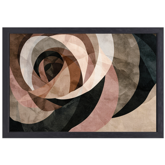 Sepia tinten en abstracte vormen kunst canvas met baklijst