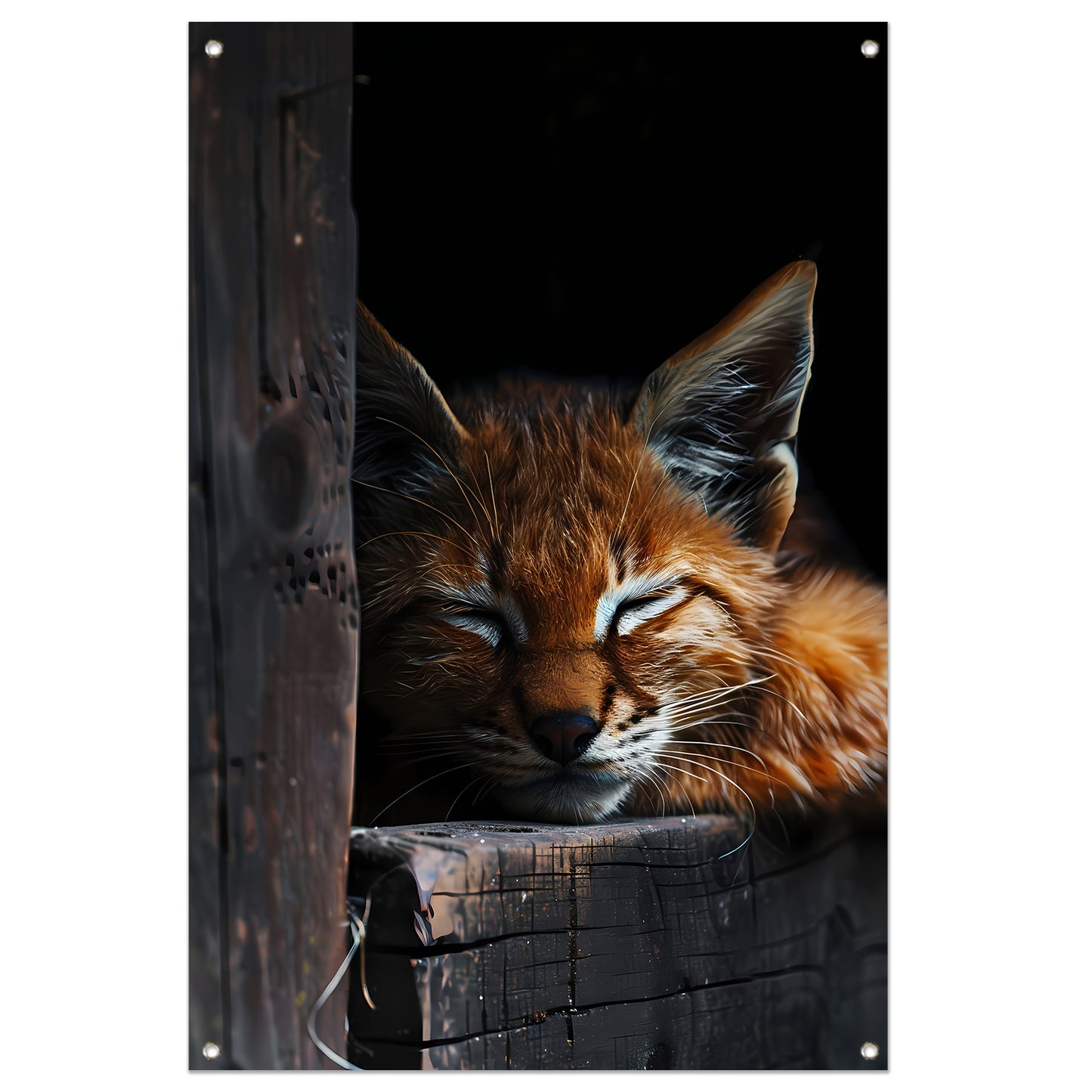Slapende rode lynx portret tuinposter