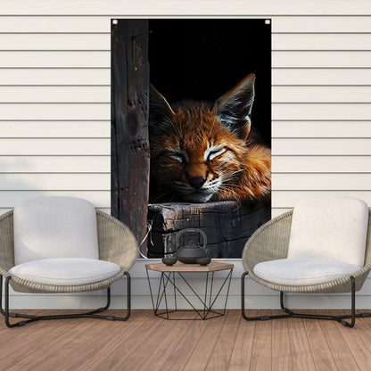 Slapende rode lynx portret tuinposter