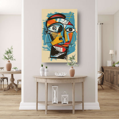 Kubistisch portret in levendige kleuren canvas