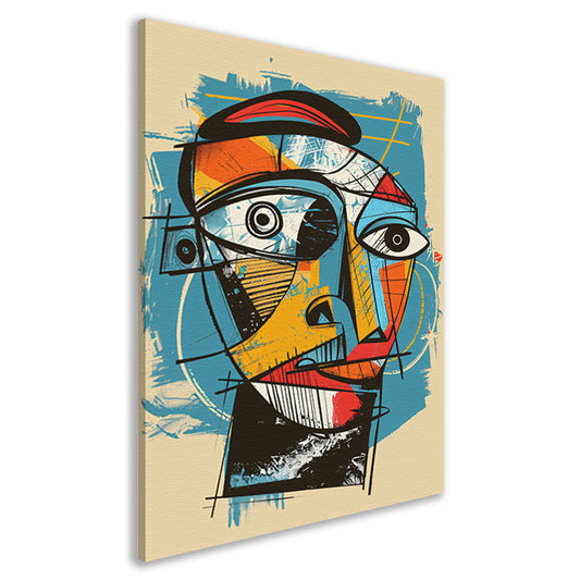 Kubistisch portret in levendige kleuren canvas