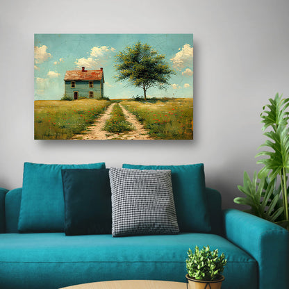 Impressionistisch Landschap met Huis canvas