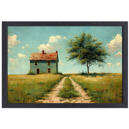 Impressionistisch Landschap met Huis canvas met baklijst