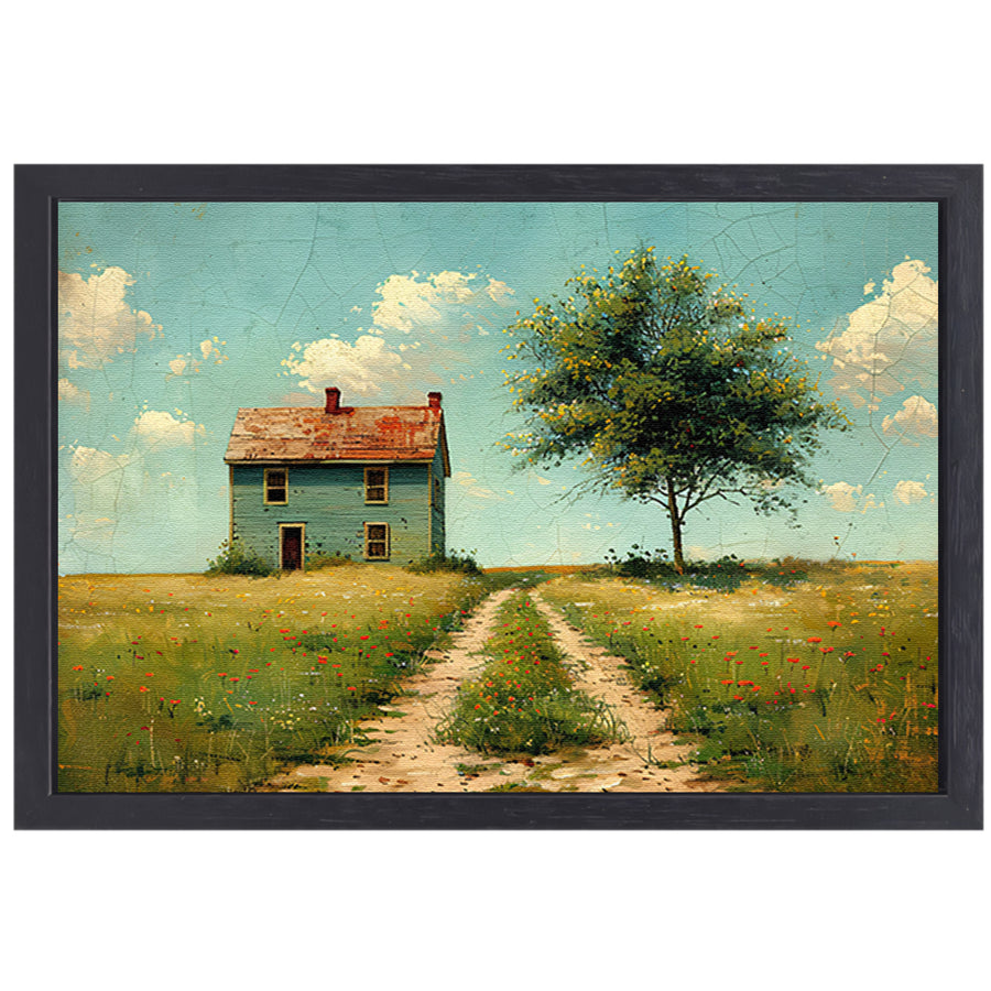Impressionistisch Landschap met Huis canvas met baklijst