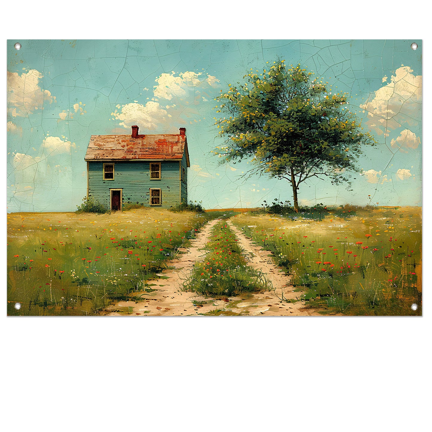 Impressionistisch Landschap met Huis tuinposter