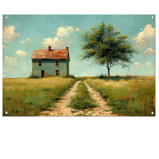 Impressionistisch Landschap met Huis tuinposter