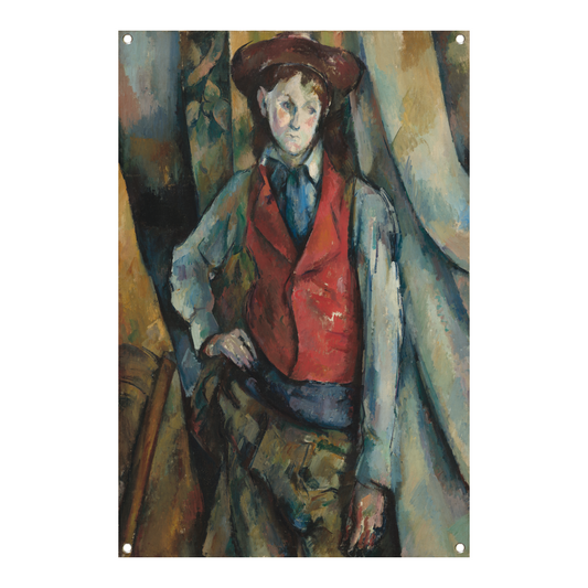 Jongen in een rood vest - Paul Cézanne tuinposter