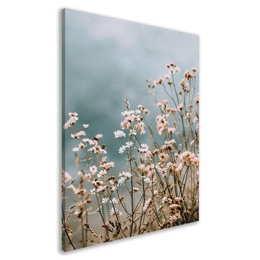 Minimalistische Wilde Bloemen in Zachte Tinten canvas