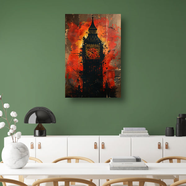 Abstract Straatkunst van de Big Ben Klok canvas met baklijst