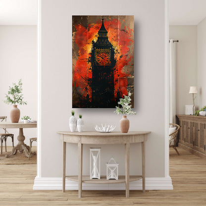 Abstract Straatkunst van de Big Ben Klok canvas met baklijst