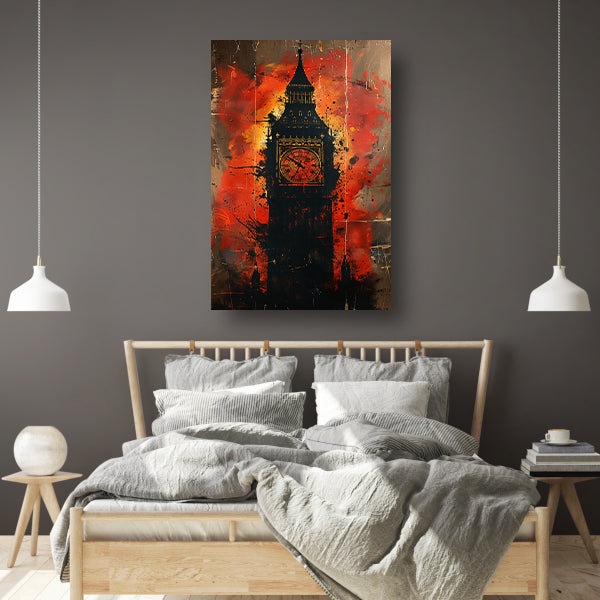 Abstract Straatkunst van de Big Ben Klok canvas met baklijst