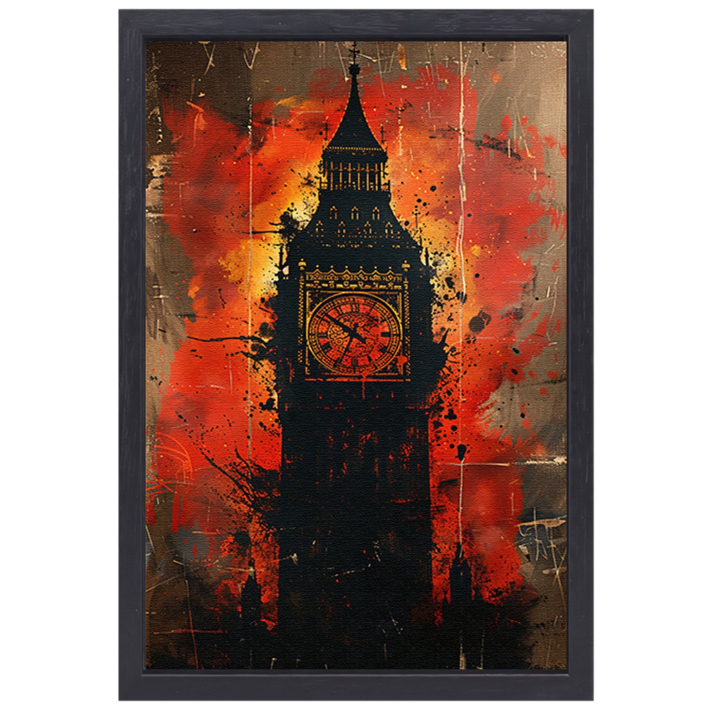 Abstract Straatkunst van de Big Ben Klok canvas met baklijst