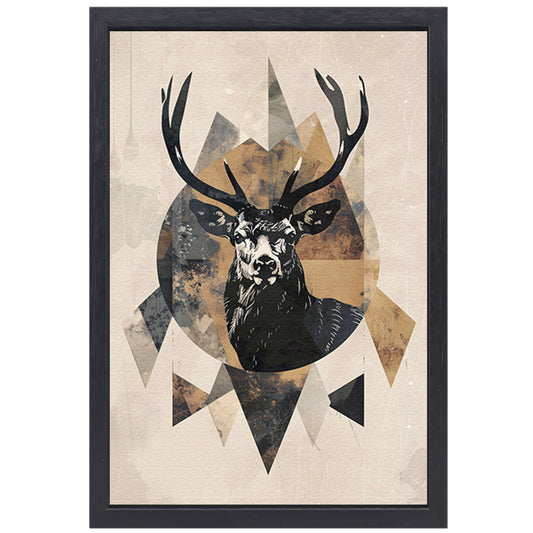 Abstract Hert in Geometrische Sepia Tinten canvas met baklijst