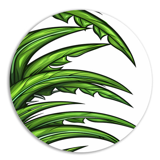 Digitale kunst groene bladeren aluminium muurcirkel