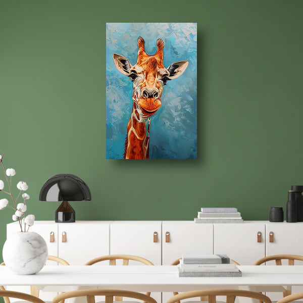 Kleurrijk schilderij van een giraffe poster