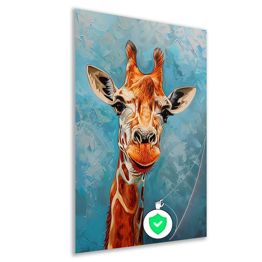 Kleurrijk schilderij van een giraffe poster