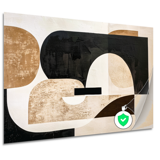 Abstracte Harmonie in Zwart, Beige en Goud poster